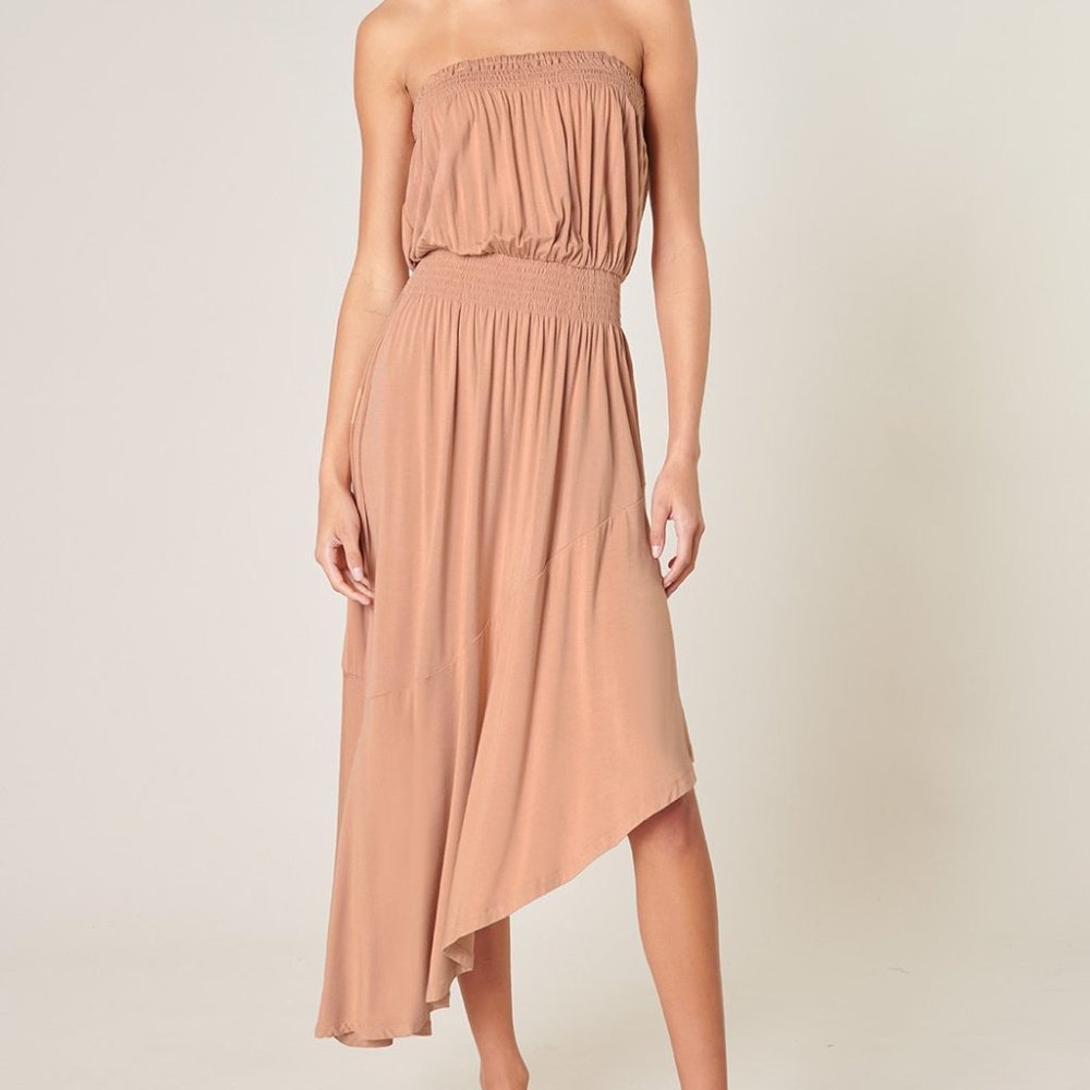 Sugarlips asymmetric strapless Tube dress Elastic waist Midi Length XS S M L